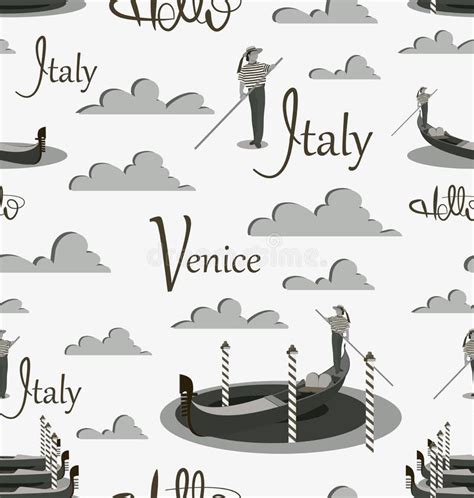 Góndola Y Gondolero De Venecia En Sombras Del Gris Ilustración Del