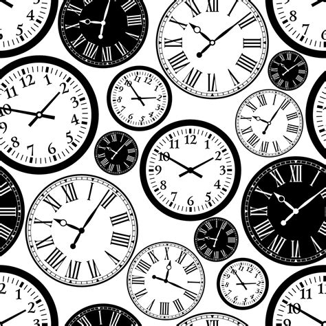 Clock Seamless Pattern Black And White Texture Of Time 13166875
