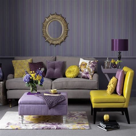 Gray And Purple Living Room Eclectic Living Room