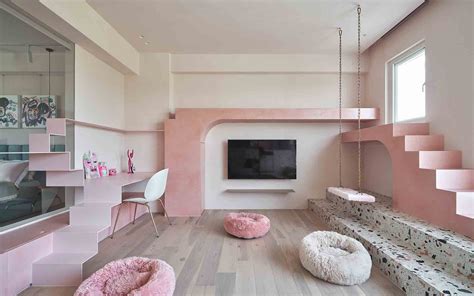 Kc Design Studio Immerses Cats Pink House In Taiwan In Bubblegum Hues