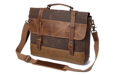 Waxed Canvas Leather Messenger Bag Mens Shoulder Bag Fx8806