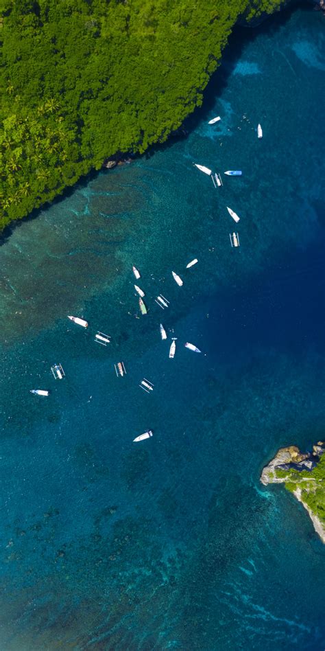 Download 1080x2160 Wallpaper Ocean Aerial View Boats Sunny Day