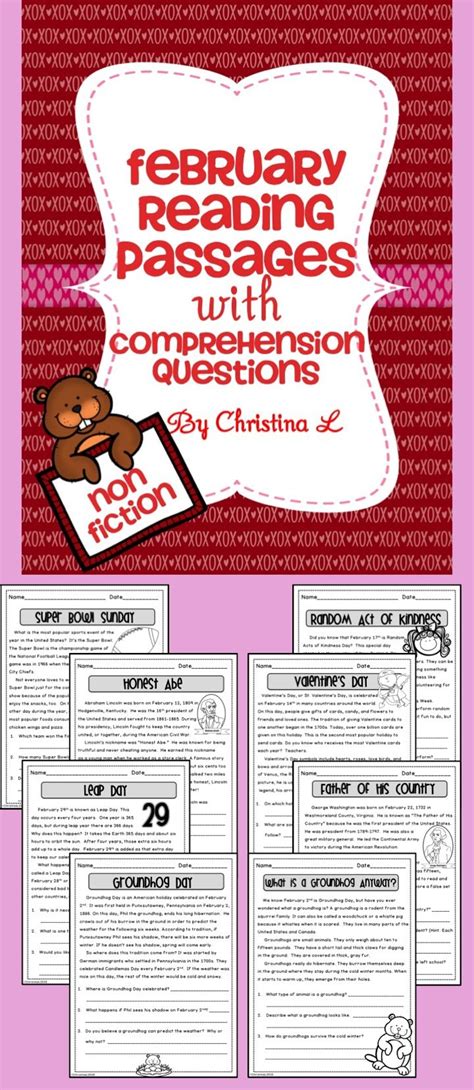 February Reading Comprehension Passages February Reading Teaching