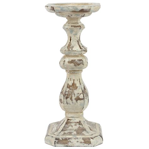 Wood Pillar White Candle Holder At Home