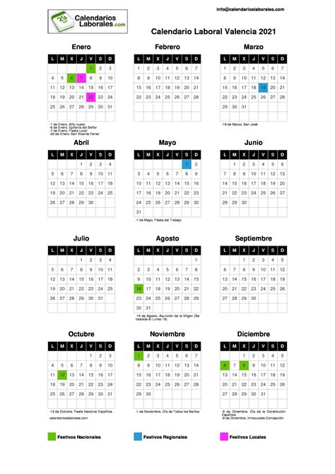 Consulte el calendario laboral de elorrio con los días festivos de 2021. Calendario Laboral Valencia 2021