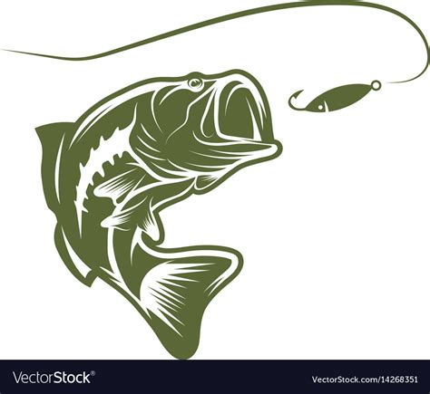 Largemouth Bass And Lure Design Template Vector Image