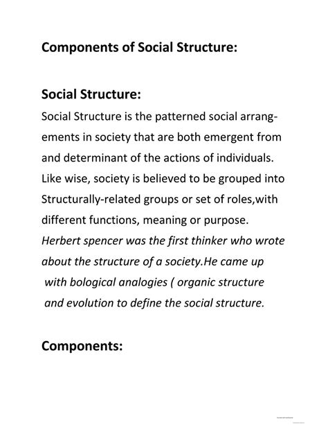 Solution Components Of Social Structure Studypool