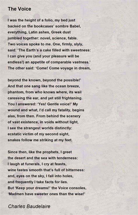 The Voice The Voice Poem By Charles Baudelaire