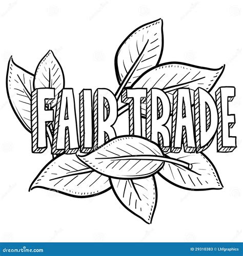 Fair Trade Symbol Vegetables Fruits Word Cartoon Vector Cartoondealer