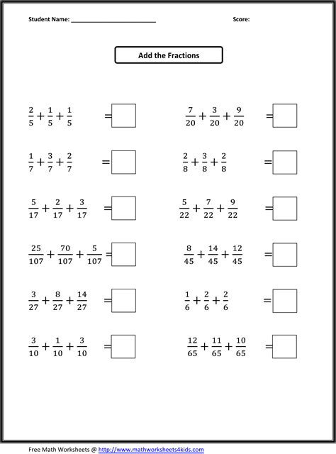 Worksheet Works Fraction Addition Answers