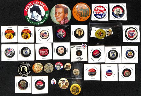 Lot Detail Lot Of 30 Vintage Americana And Political Pinsbuttons