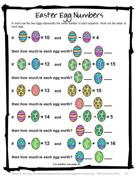 Fun Games 4 Learning Easter Math Freebies Happy Easter Easter Math