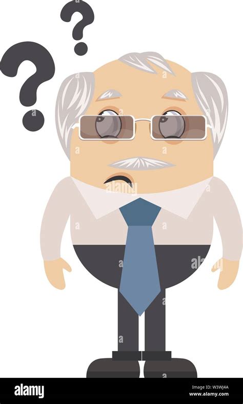 Old Man With Question Marks Illustration Vector On White Background