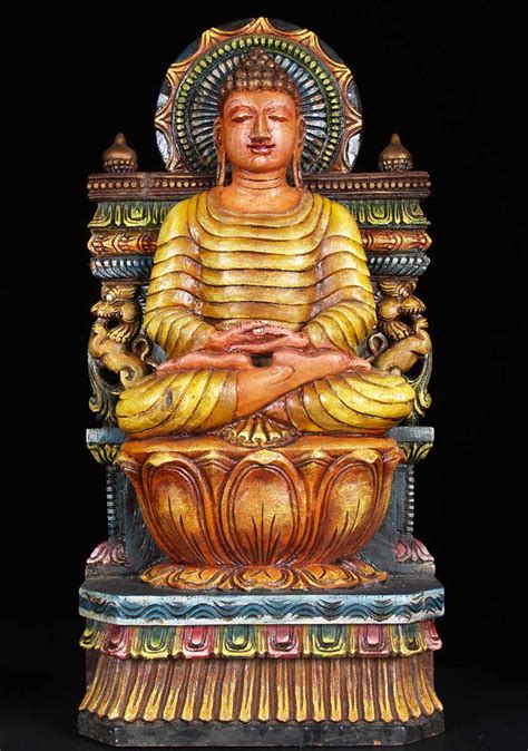 Sold Wooden Colorful Meditating Buddha 24 59w2p Hindu Gods