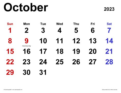 October 2023 Calendar Printable Printable World Holiday