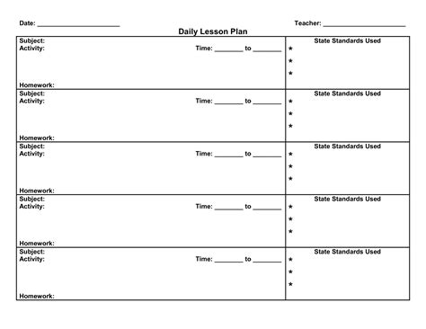 Daily Lesson Plan Template Templates At Allbusinesstemplates Com