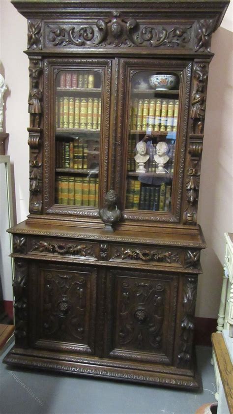 Antique French Carved Oak Bookcase - Antiques Atlas
