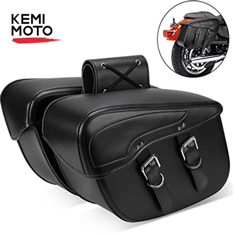 Motorcycle Saddlebag Waterproof Cruiser Leather Side Luggage Bag For