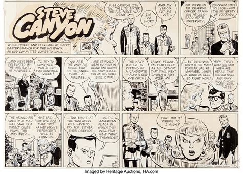 Milton Caniff Steve Canyon Sunday Comic Strip Original Art Dated Lot