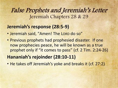 False Prophets And Jeremiahs Letter Jeremiah Chapters 28 And Ppt Download