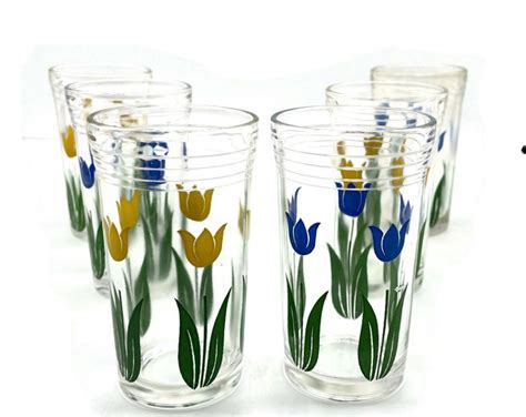 Vintage 1950s Swanky Swigs Tulip Juice Glasses Set Of Six Small
