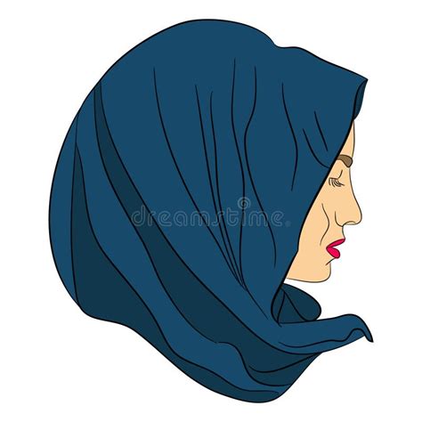 Portrait Muslim Woman Headscarf Stock Illustrations Portrait