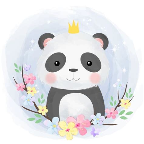 Ilustração De Panda Bebê Fofo Adorável Animal Bebê Png E Vetor Para