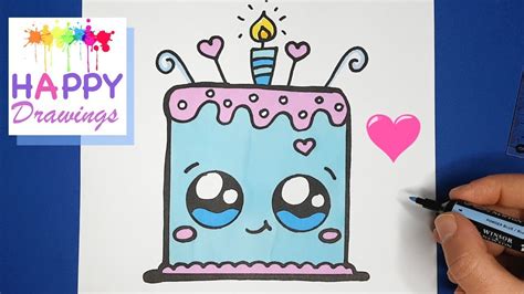 How To Draw A Cartoon Birthday Celebration Cake Cute And Easy Happy
