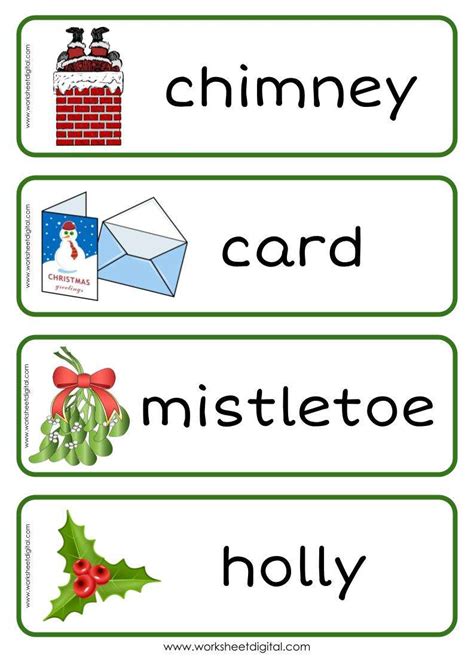 Christmas Vocabulary Cards 5 Worksheet Digital