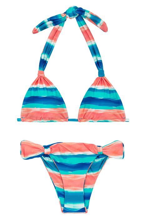 Blue Coral Sliding Triangle Halter Bikini Upbeat Cortinao Rio De Sol