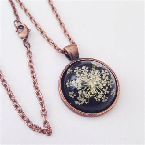 Dried Flower Necklace Resin Jewelry Copper Necklace With