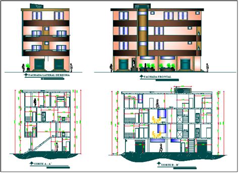 Apartment Building Elevation Design Dwg File Cadbull