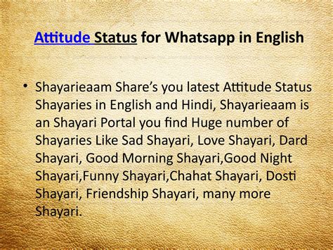 Best attitude status for whatsapp in english we are latest updated different types of status like a whatsapp status quotes in english , status in engli… Attitude status for whatsapp in english by Shayarieaam - Issuu