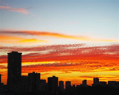 Download Wallpaper 1280x1024 City Buildings Sunset Clouds Dusk