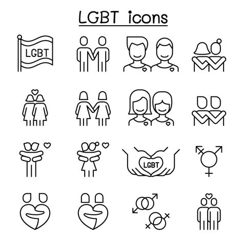 lgbt homosexual gay lesbian icon set in thin line style 2186564 vector art at vecteezy