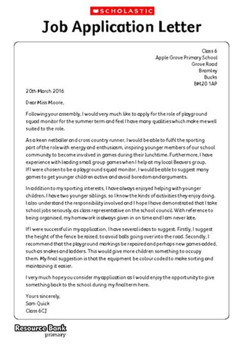 What is a job application letter? Job Application Letter Example Ks2 - Writing Formally ...