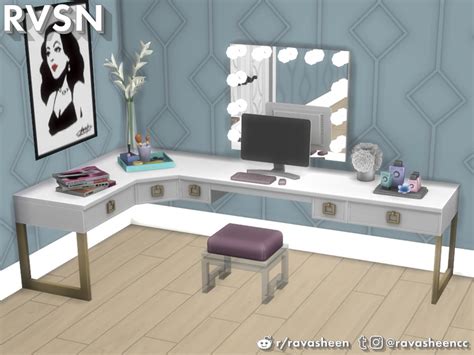 The Sims Resource Social Distancing Desk And Vanity Set