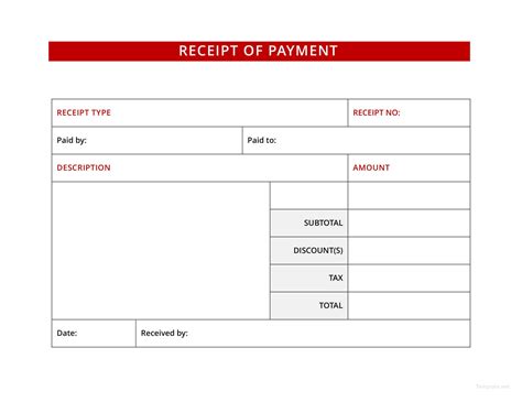 Payment Receipt Template In Microsoft Word