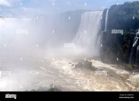 Swirling Heavy Mist Around The 82 Metres High Devils Throat Falls Ids