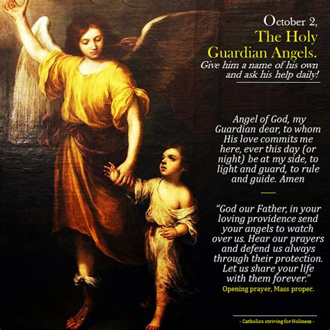 Oct 2 Feast Of The Holy Guardian Angels Guardian Angels Angel
