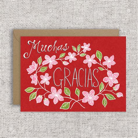 Muchas Gracias Card Floral Spanish Thank You Card Etsy