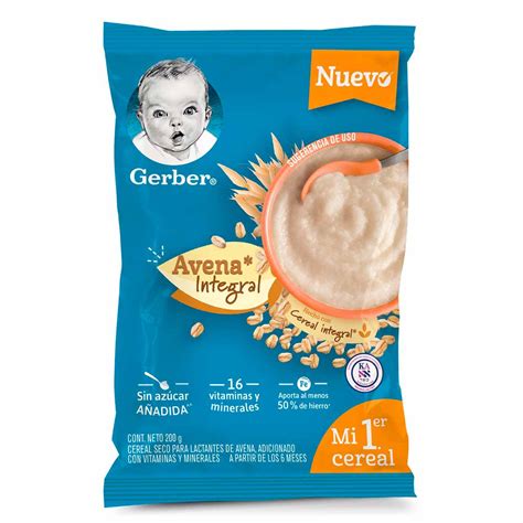 Cereal Infantil Gerber Etapa 1 Avena Integral Bolsa 200g Chedraui