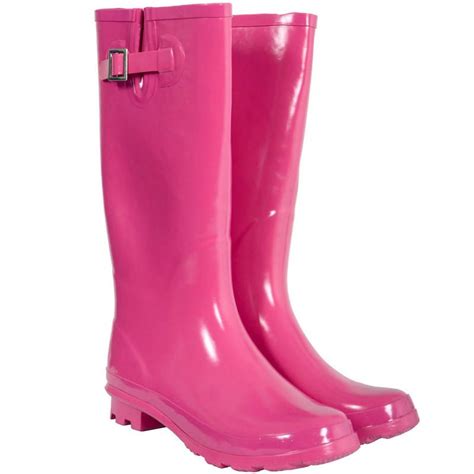 Ladies Glossy Pink Funky Festival Wellies Wellington Boots Size 3 New