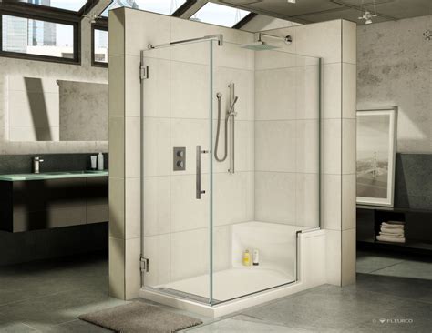 60” X 36” Fleurco Acrylic Shower Base With Bench Seat And Matching