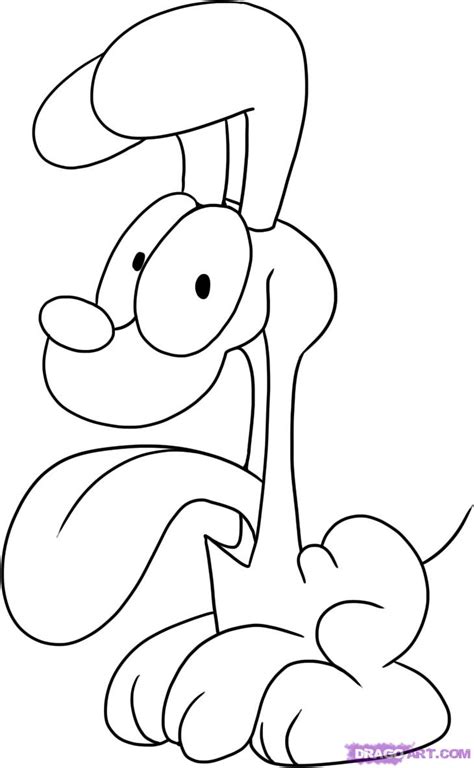 How To Draw Odie From Garfield Step By Step Cartoons