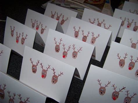 Reindeer Thumbprint Cards Kids Christmas Crafting Christmas School