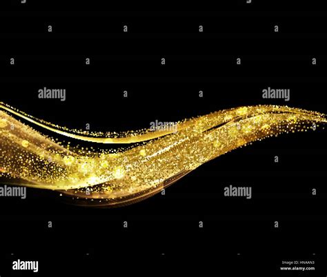 Vector Abstract Shiny Color Gold Wave Design Element With Glitter Stock