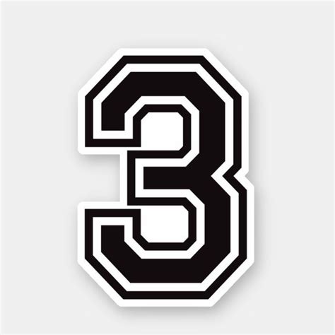 Number Three 3 Sporty College Font Sticker In 2021