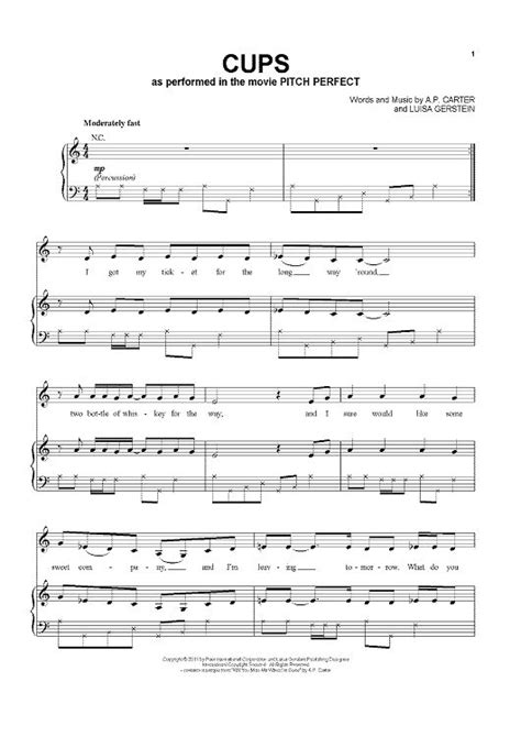 Cups As Performed In The Movie Pitch Perfect Sheet Music By Anna