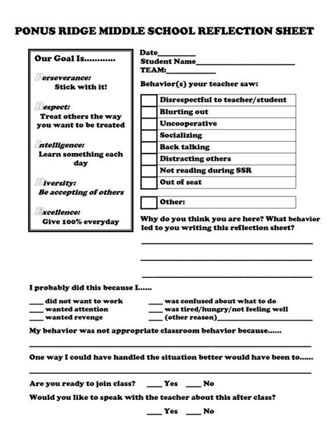 Printable Restorative Justice Reflection Sheet Each Chart Guides